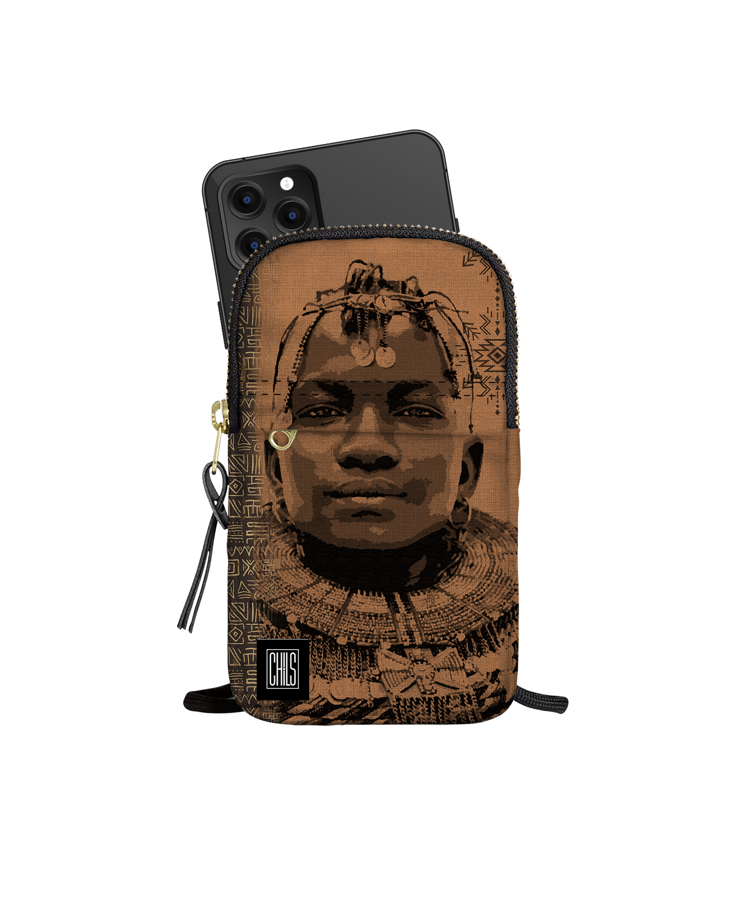 Porte Téléphone | Collection African Ethnic | Noble Guerrier – Sépia