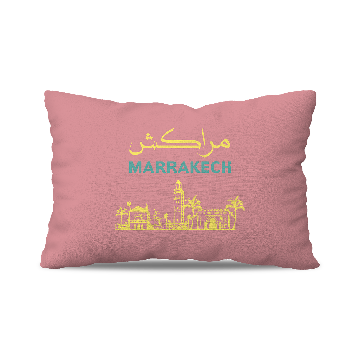 Coussin | Collection Summer Contrast | Marrakech Skyline – Rose & Émeraude