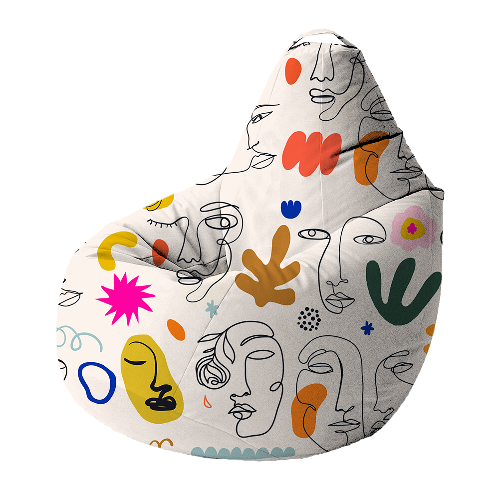 Bean Bag | Collection One Line | Portraits en Couleurs – Fond Blanc Cassé