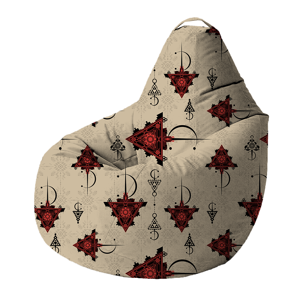 Bean Bag | Collection Berbère | Talismans Nomades – Rouge & Noir sur Fond Beige