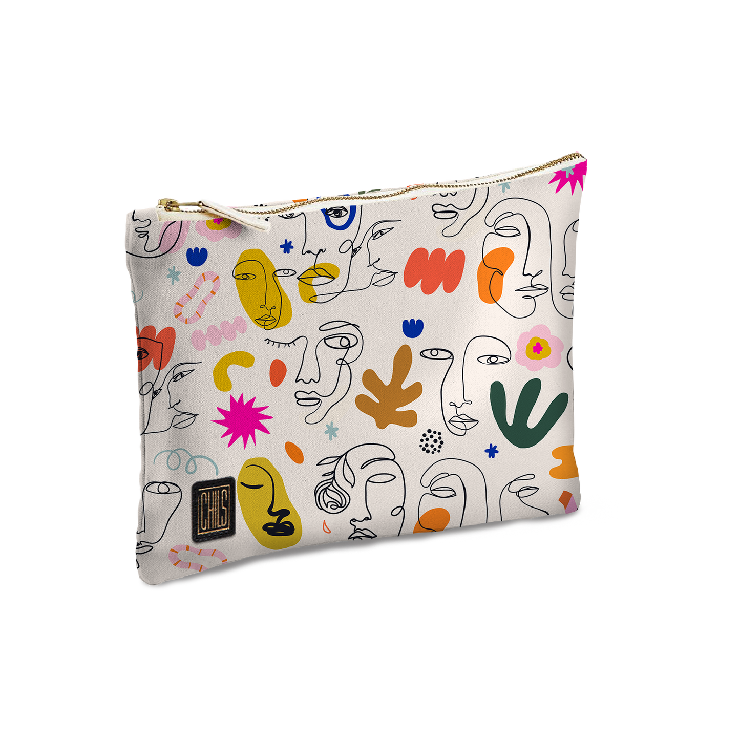 Pochette & Mini-Pochette | Collection One Line | Portraits en Couleurs – Fond Blanc Cassé