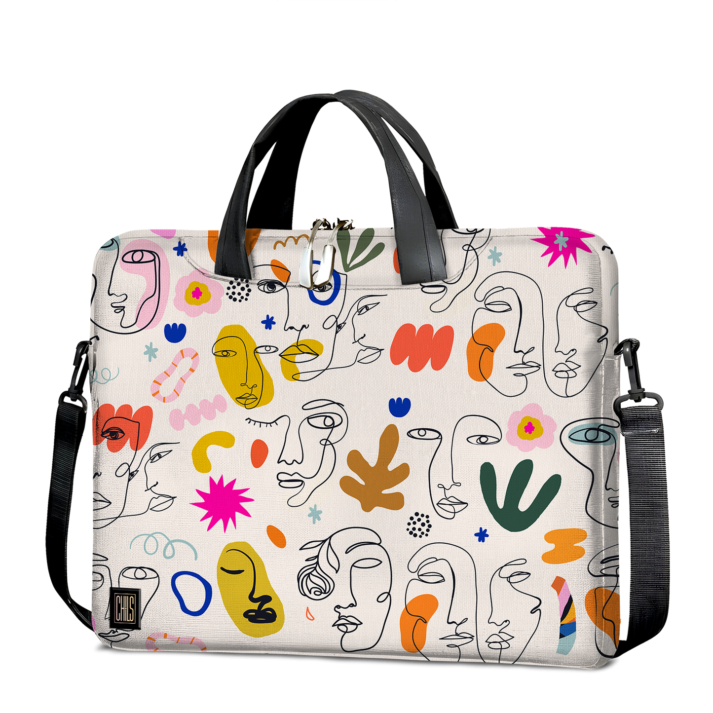 Sac à Bandoulière | Collection One Line | Portraits en Couleurs – Fond Blanc Cassé