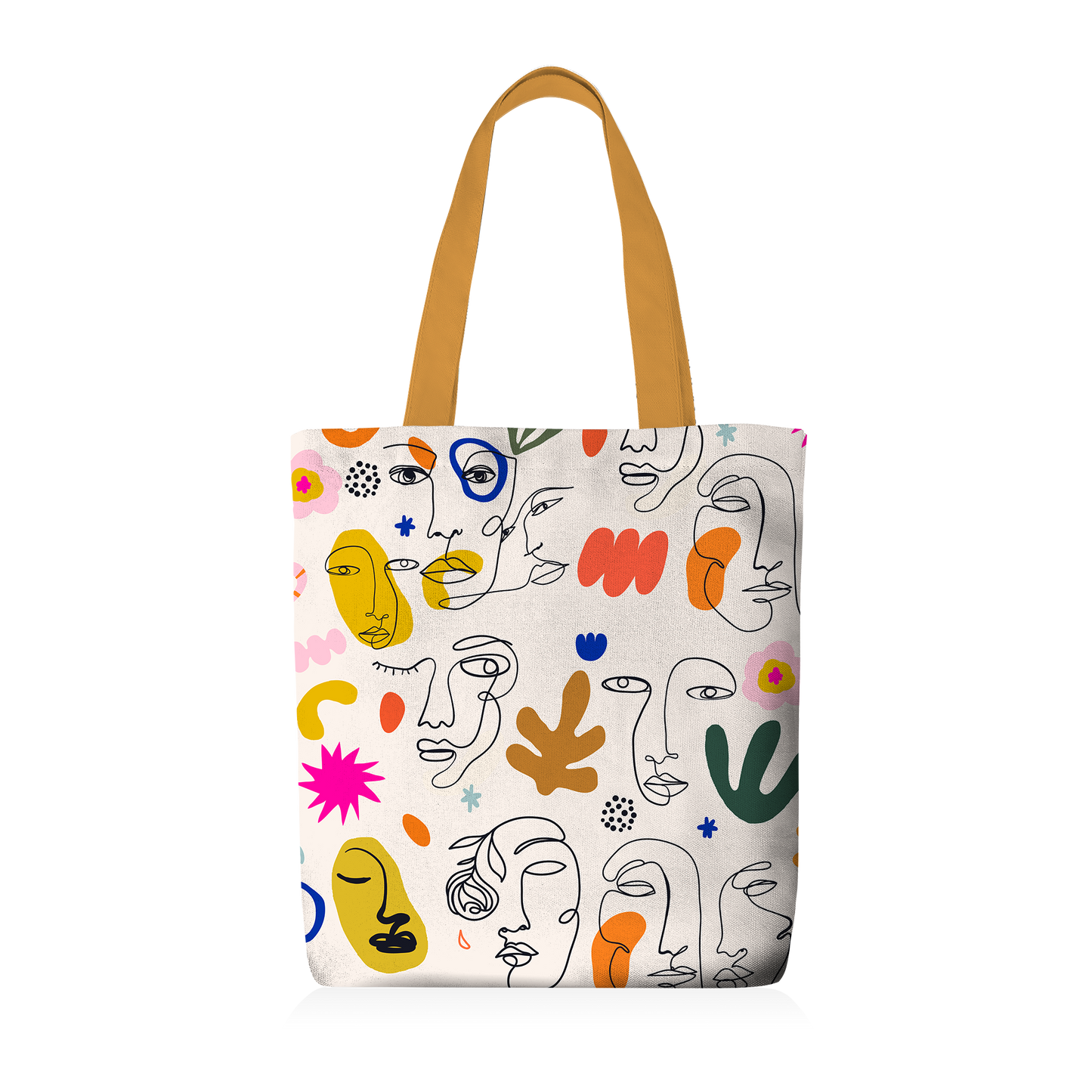 Tote Bag | Collection One Line | Portraits en Couleurs – Fond Blanc Cassé