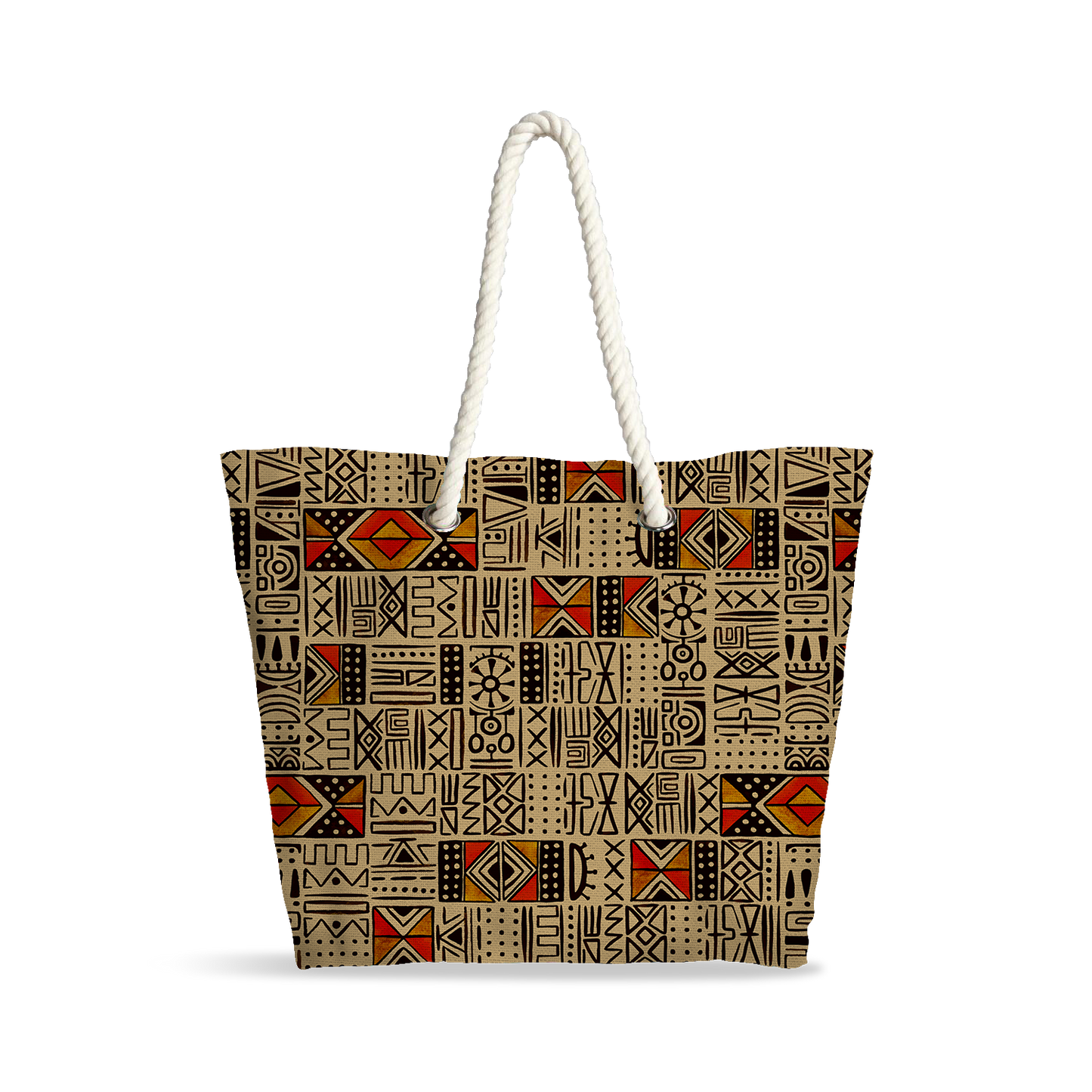 Sac Cabas | Collection African Ethnic | Mélange Tribal – Beige