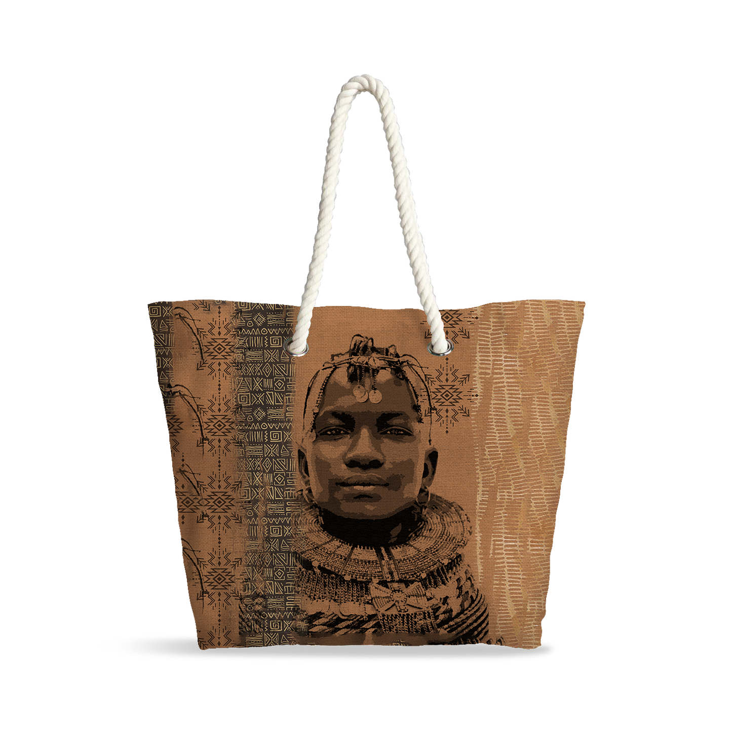 Sac Cabas | Collection African Ethnic | Noble Guerrier – Sépia