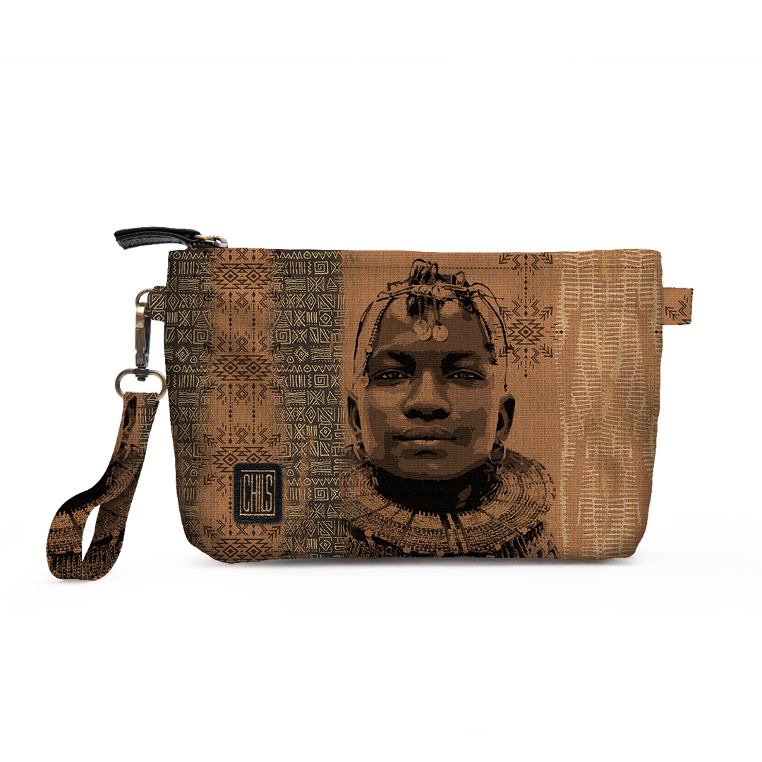 Trousse Vanity | Collection African Ethnic | Noble Guerrier – Sépia