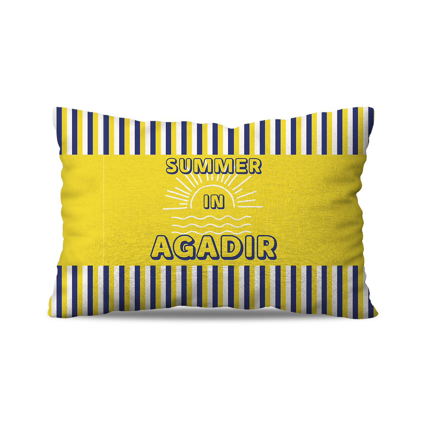 Coussin | Collection Summer Contrast | Summer in Agadir – Rayures Marine & Soleil