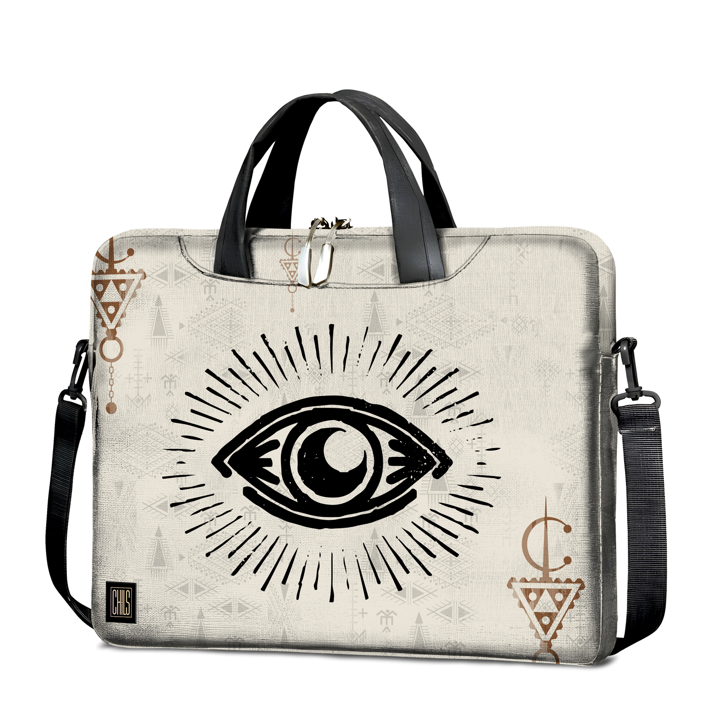 Sac à Bandoulière pour Ordinateur | Collection Berbère | Œil Protecteur & Fibules