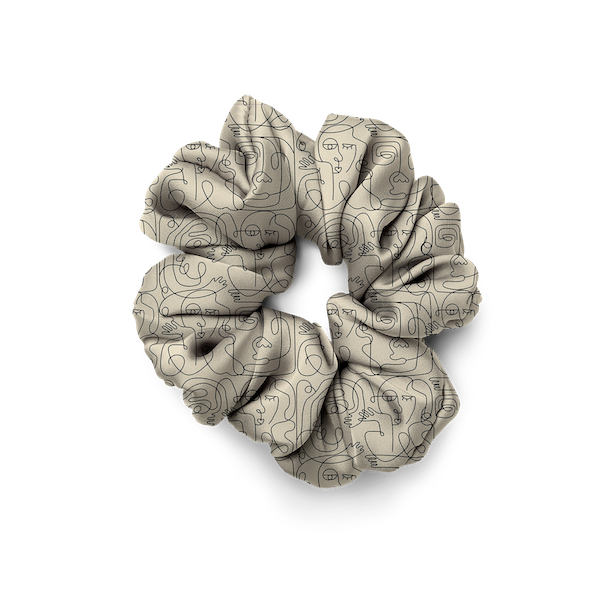 Pack de Chouchous | Collection One Line | Visages Abstraits Carrés– Noir sur fond Beige