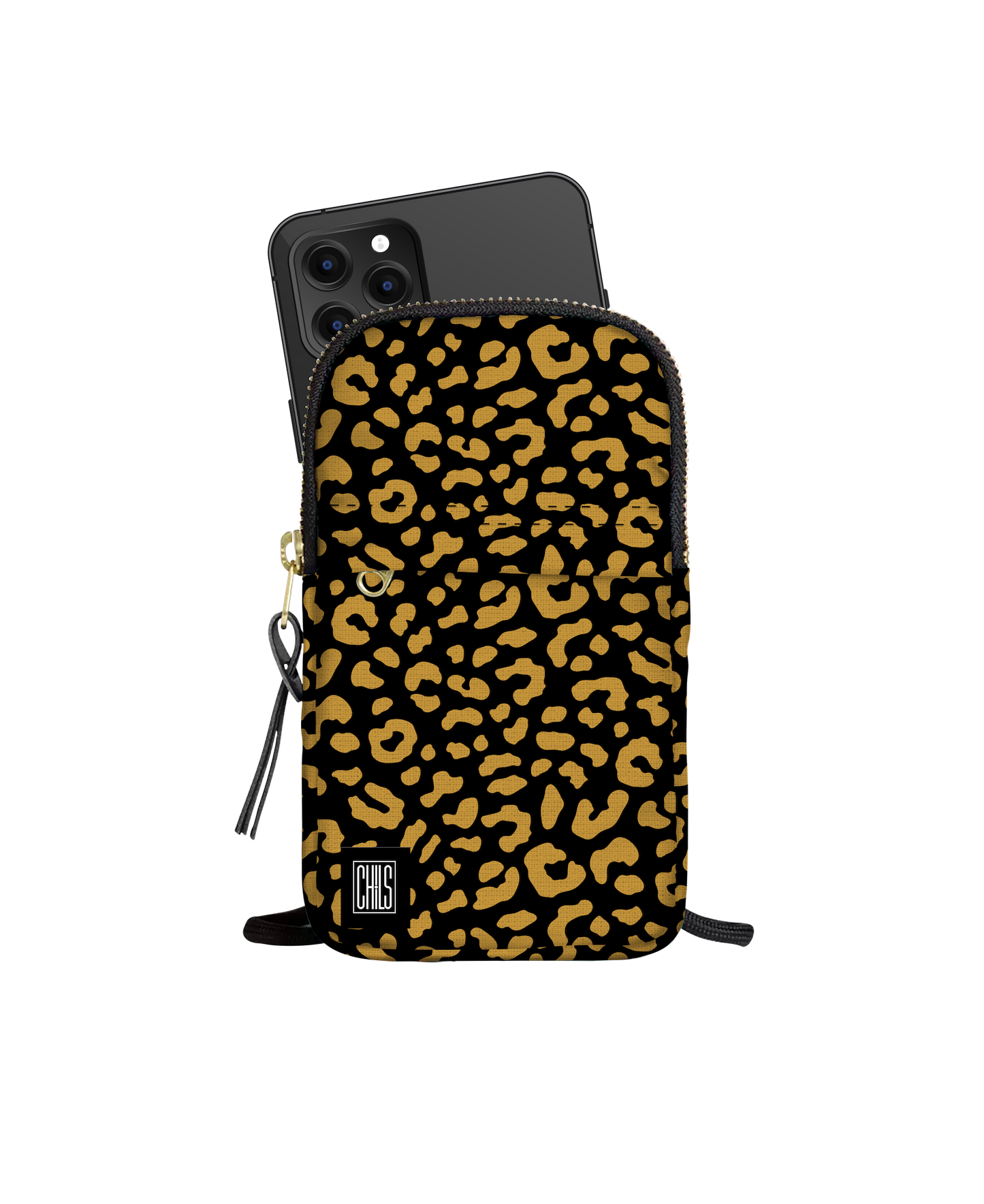 Pochette Téléphone | Collection Jungle Savane | "Motif Léopard Inversé"