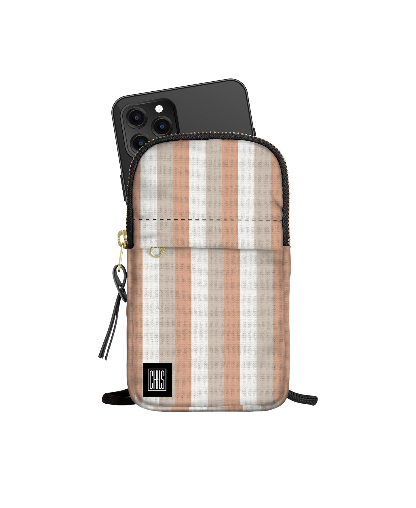 Porte-Téléphone | Collection Muted Tones | "Lignes Verticales Terracotta"