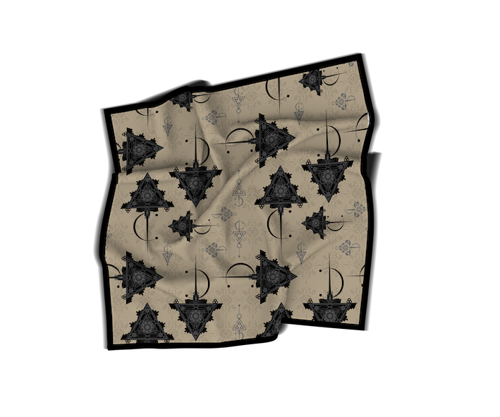 Carré en Soie Technique | Collection Berbère | Fibules – Nuances de Beige