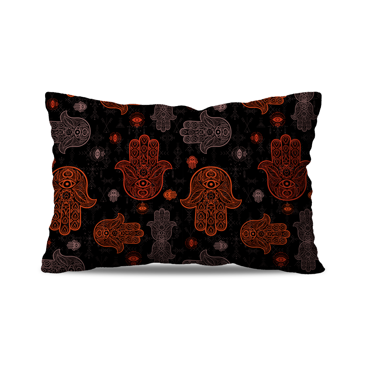 Coussin Rectangle | Collection Berbère | Khmissa – Ombre Sacrée – Rouge & Gris
