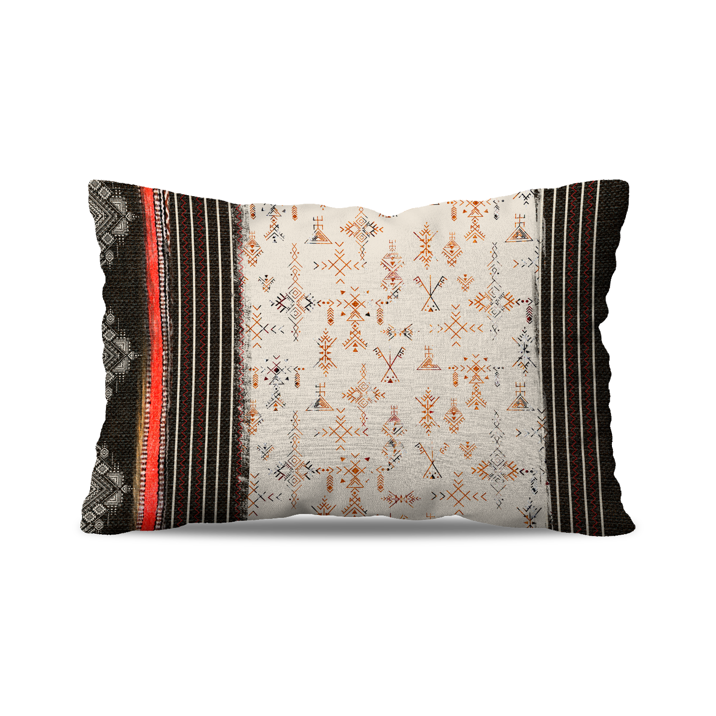 Coussin Rectangle | Collection Berbère | Tatouages Ancestraux – Lignes Verticales
