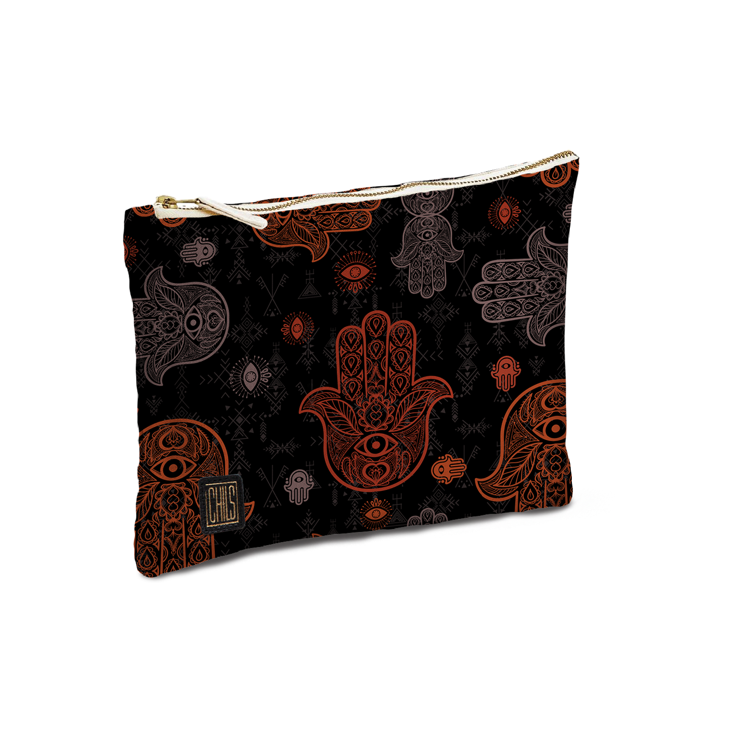 Pochette & Mini-Pochette | Collection Berbère | Khmissa – Ombre Sacrée – Rouge & Gris