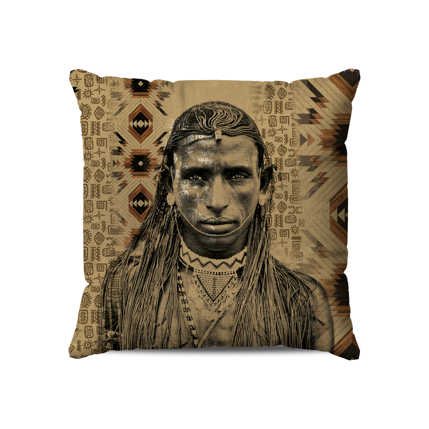 Coussin | Collection African Ethnic | "Guerrier des Savanes"