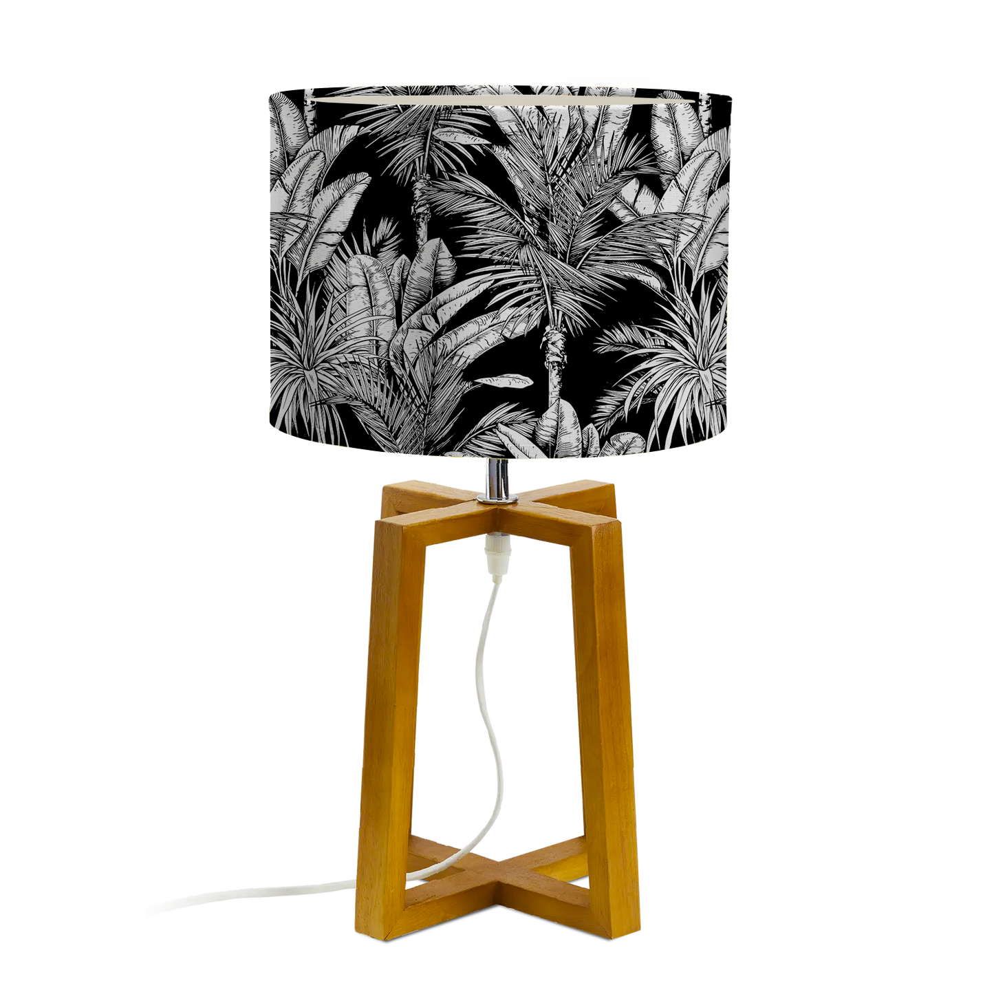 Lampe à poser avec Abat-jour | Collection Tropical Ethnic | Tropiques Luxuriantes – Noir Intense