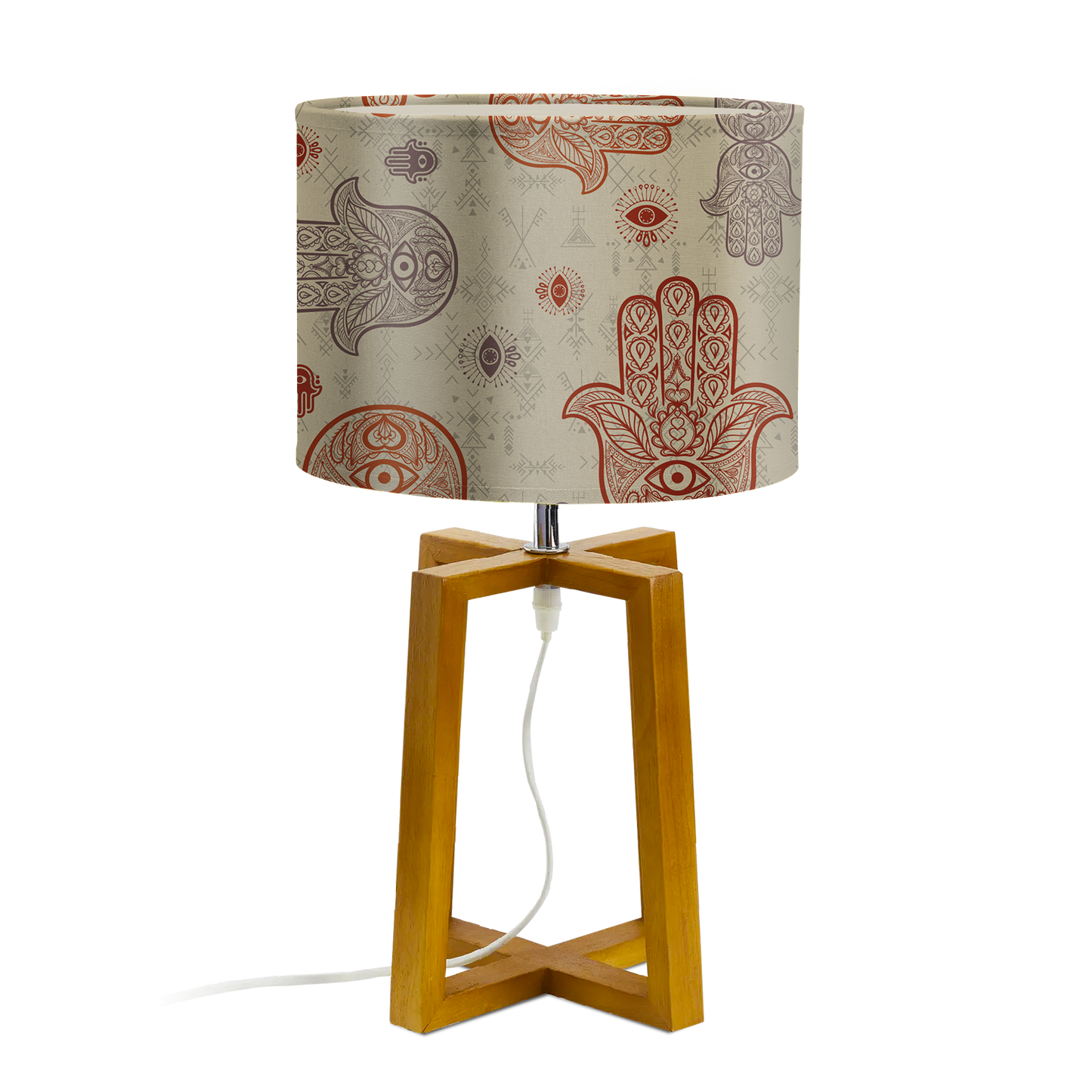 Lampe à poser avec Abat-jour | Collection Berbère | Khmissa – Ombre Sacrée – Rouge & Lavande