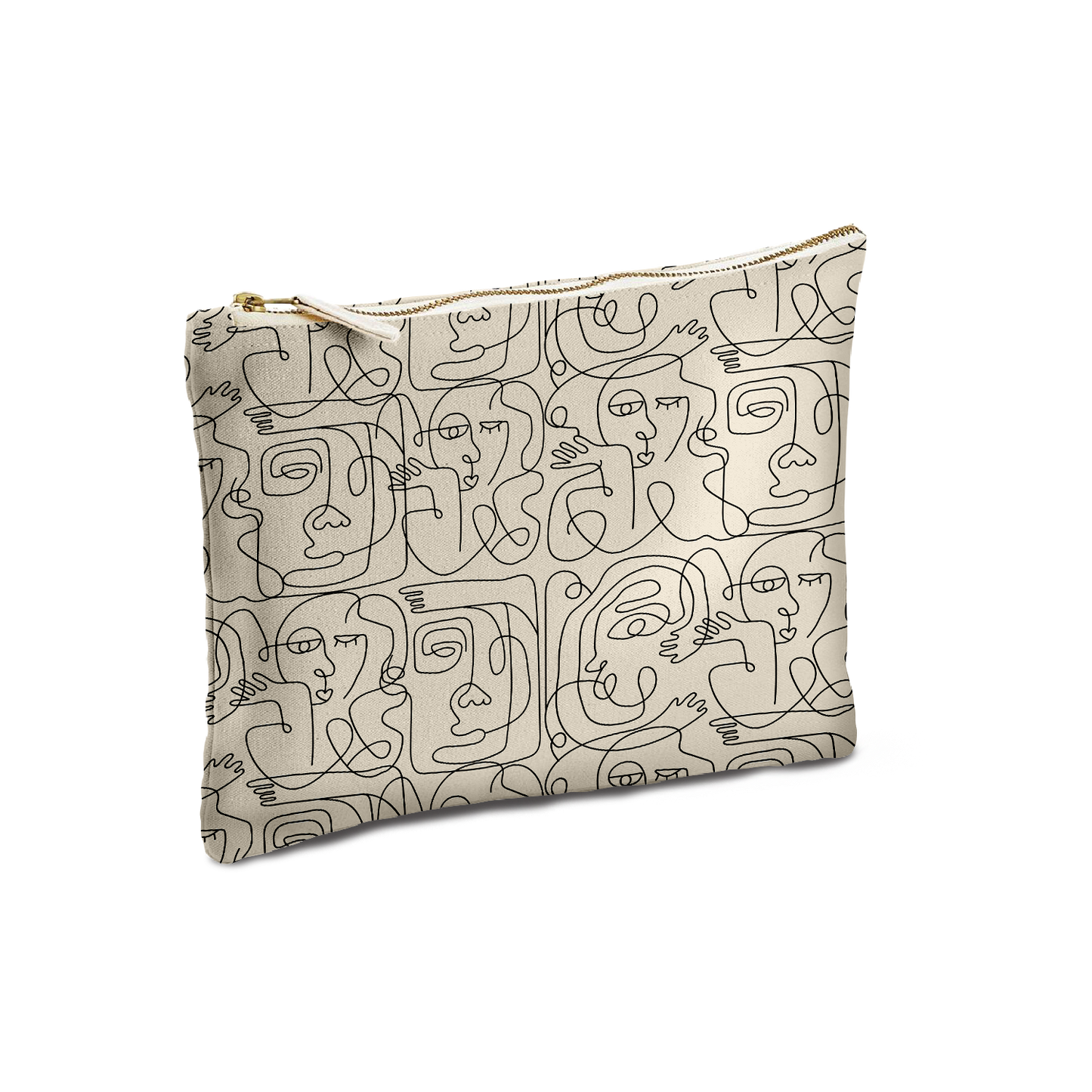 Pochette | Collection One Line | “Visages Abstraits – Noir et Beige”