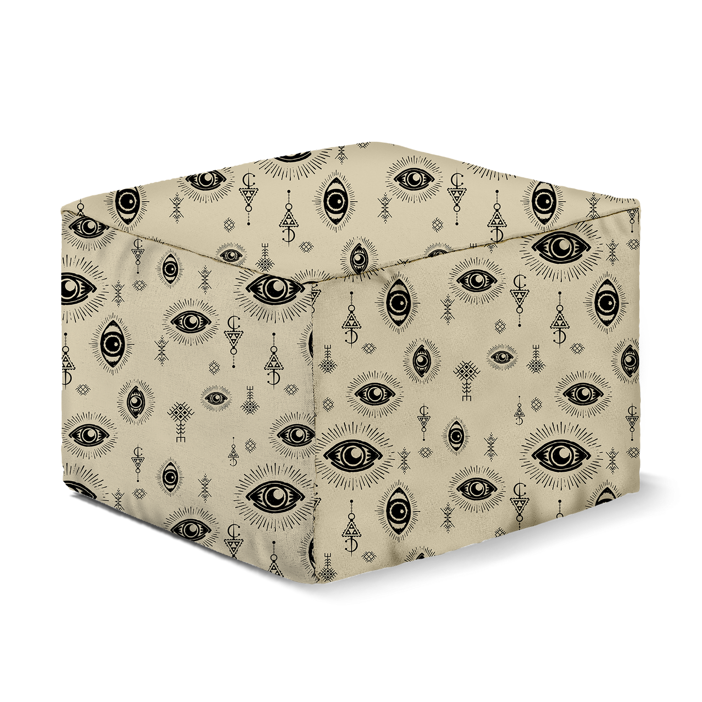 Pouf Cube | Collection Berbère | Ayn El Qamar – Noir & Beige