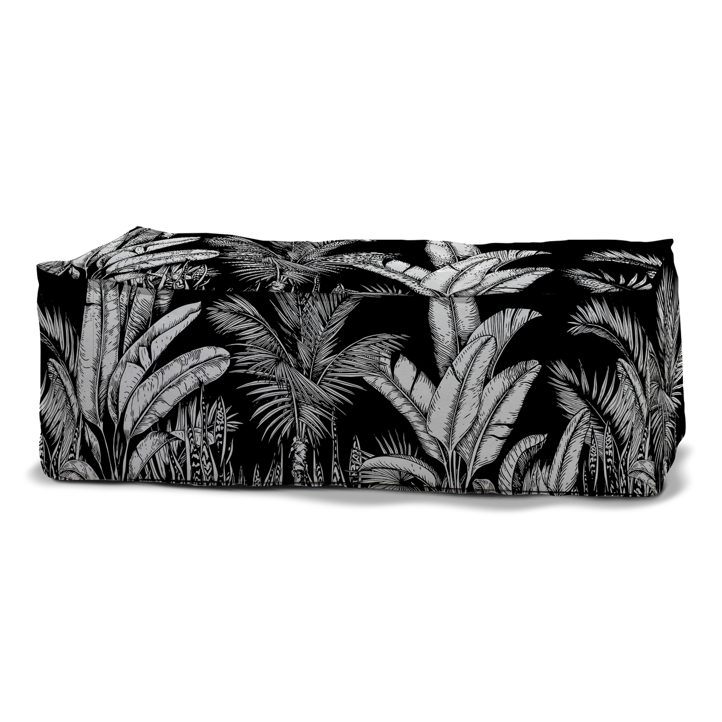 Pouf Deux Places | Collection Tropical Ethnic | Tropiques Luxuriantes – Noir Intense