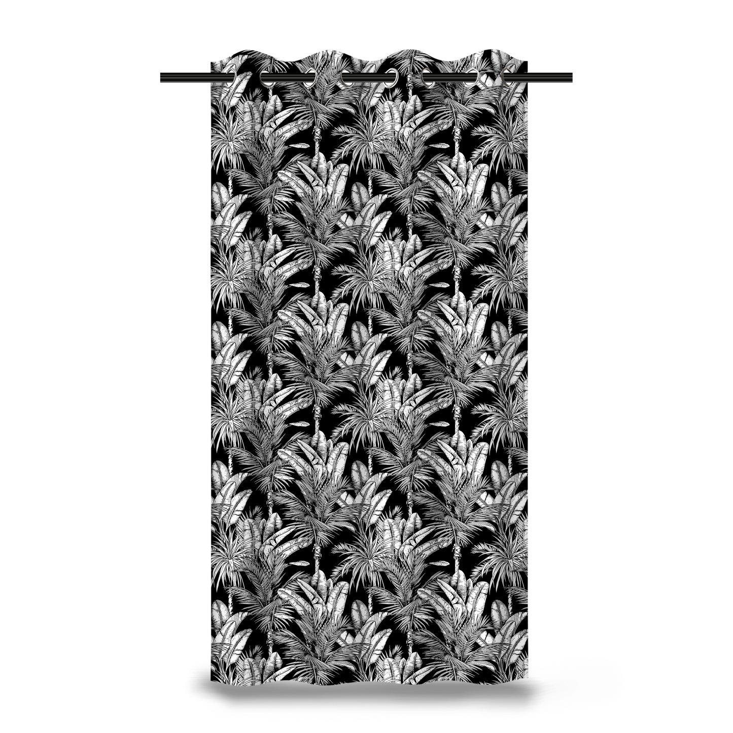 Rideau en Velours | Collection Tropical Ethnic | Tropiques Luxuriantes – Noir Intense