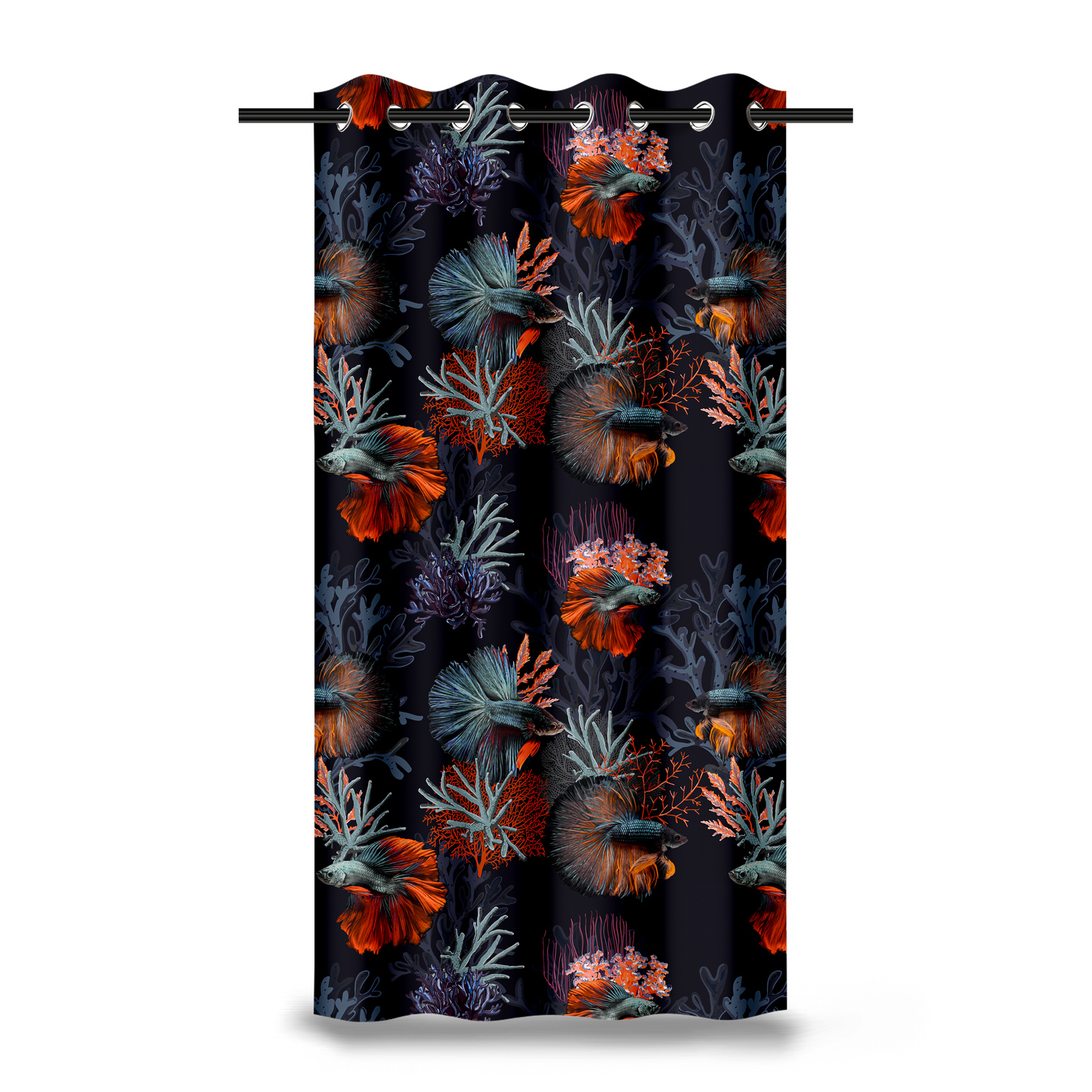 Rideau en velours | Collection Aquarium | Coraux et Poissons