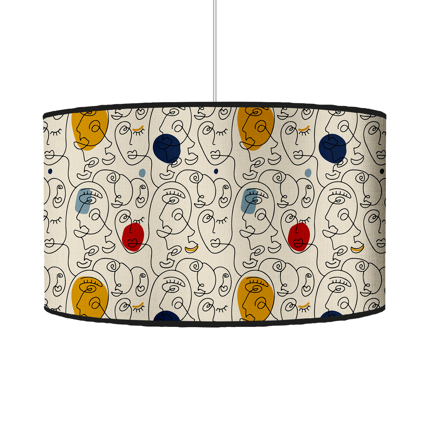 Suspension | Collection One Line | Visages Arrondis Abstraits Colorés – Fond Beige