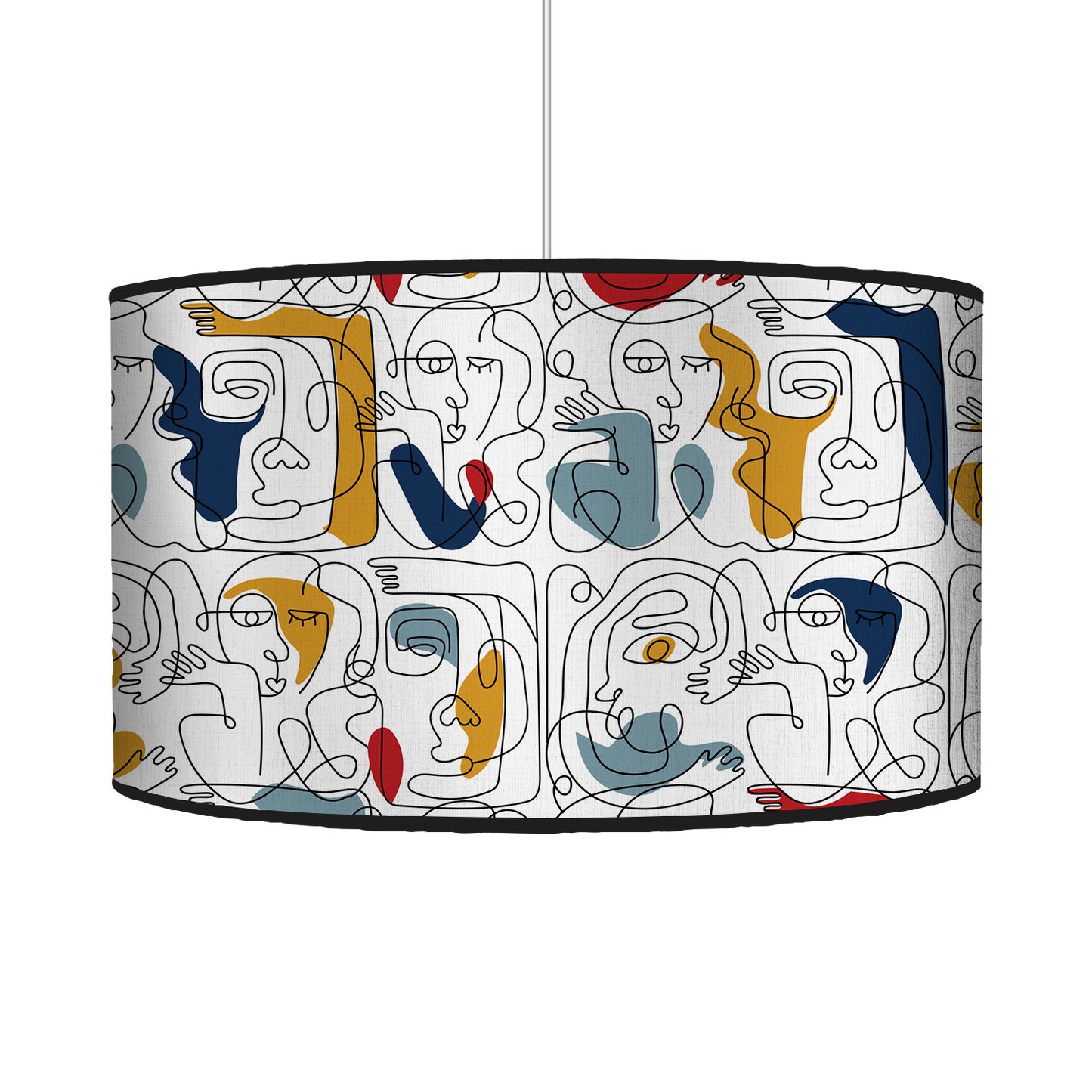 Suspension | Collection One Line | Visages Carrés Abstraits Coloré- Fond Blanc