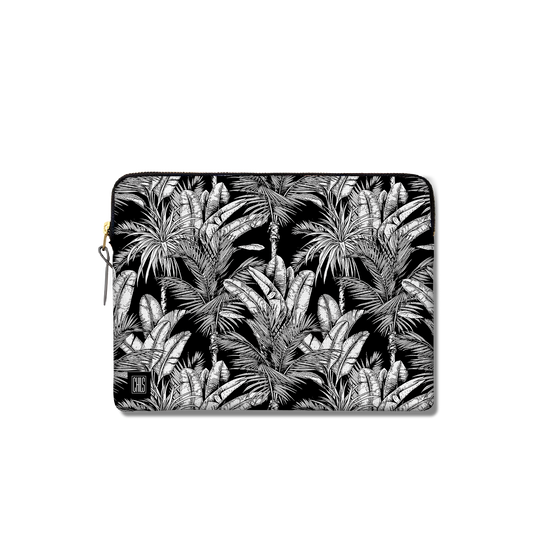 Housse Ordinateur & Tablette | Collection Tropical Ethnic | Tropiques Luxuriantes – Noir Intense