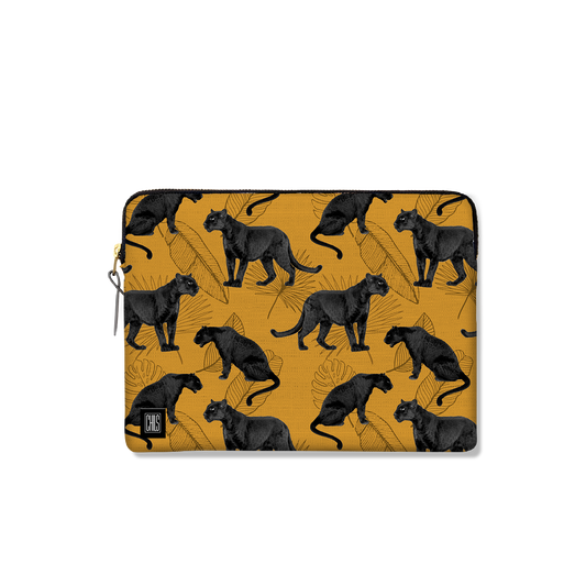 Housse Ordinateur & Tablette | Collection Jungle Savane | Panthères et Palmes