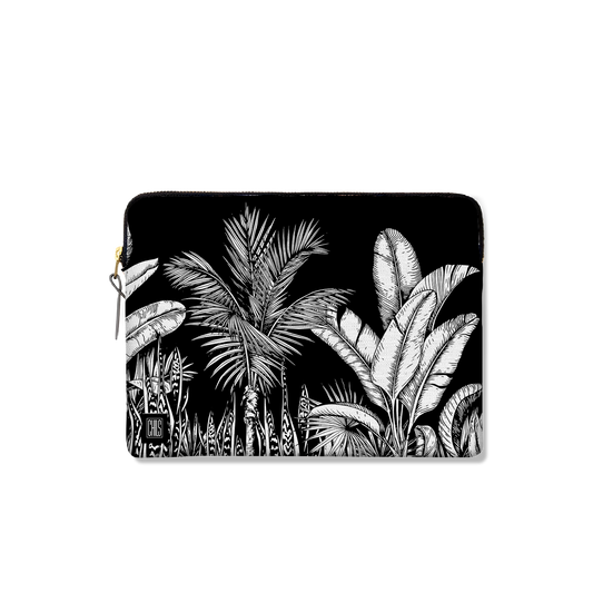 Housse Ordinateur & Tablette | Collection Tropical Ethnic | Tropiques Luxuriantes – Noir Intense V2