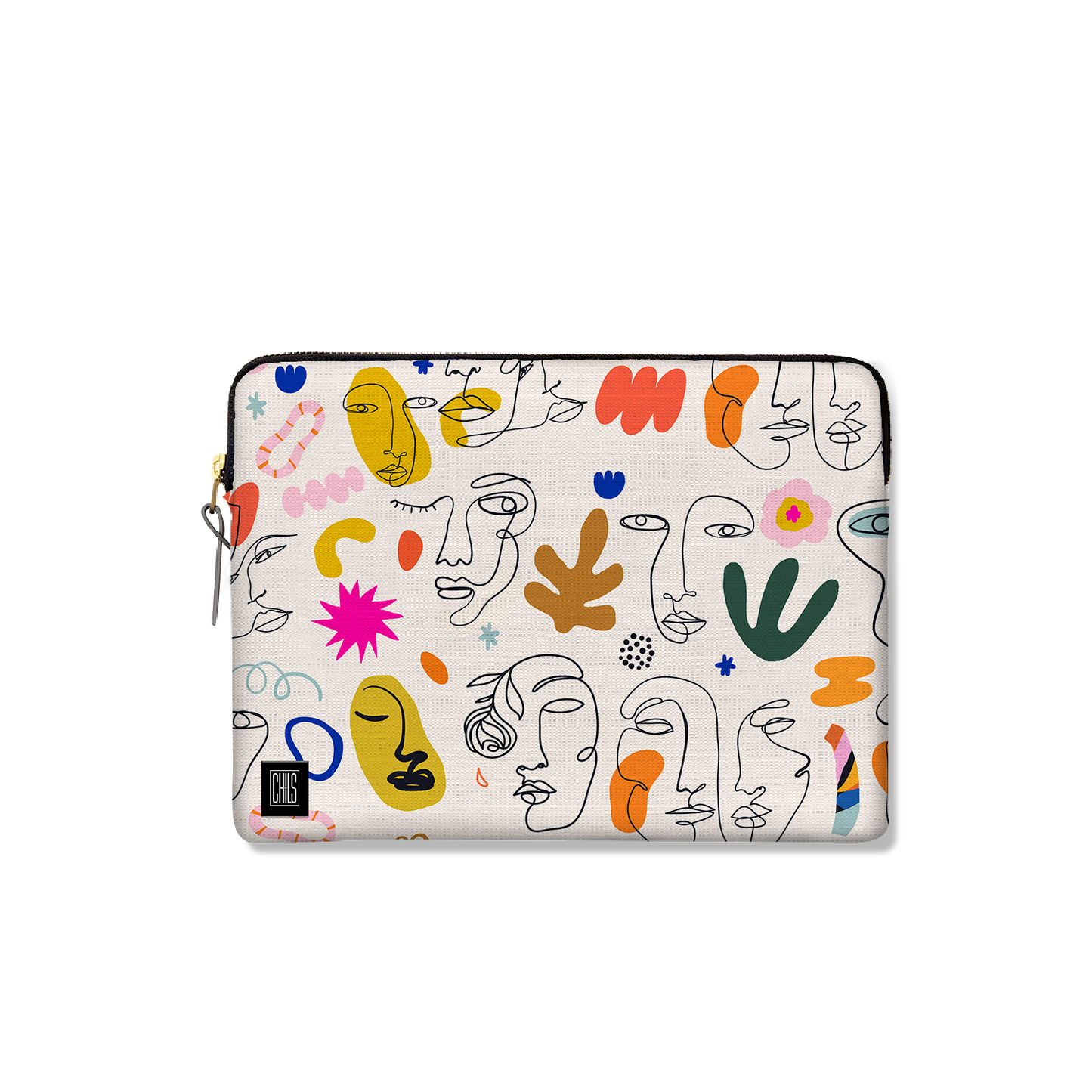 Housse Ordinateur & Tablette | Collection One Line | Portraits en Couleurs – Fond Blanc Cassé
