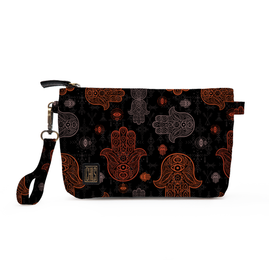 Trousse Vanity | Collection Berbère | Khmissa – Ombre Sacrée – Rouge & Gris