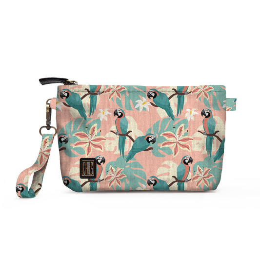Trousse Vanity | Collection Floral | Perroquets Pastel