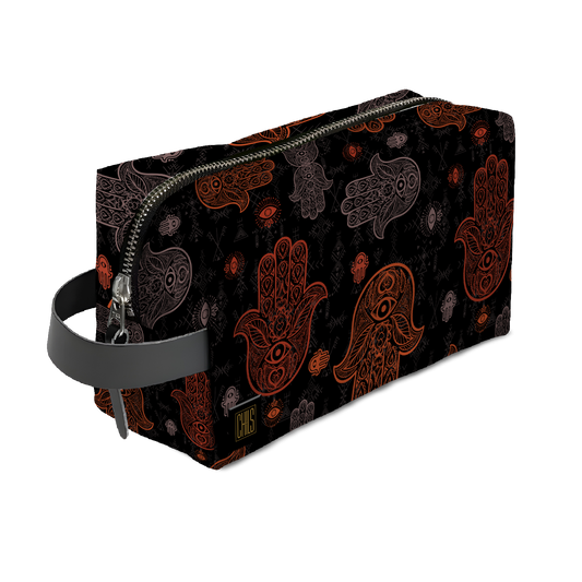 Trousse de Voyage | Collection Berbère | Khmissa – Ombre Sacrée – Rouge & Gris