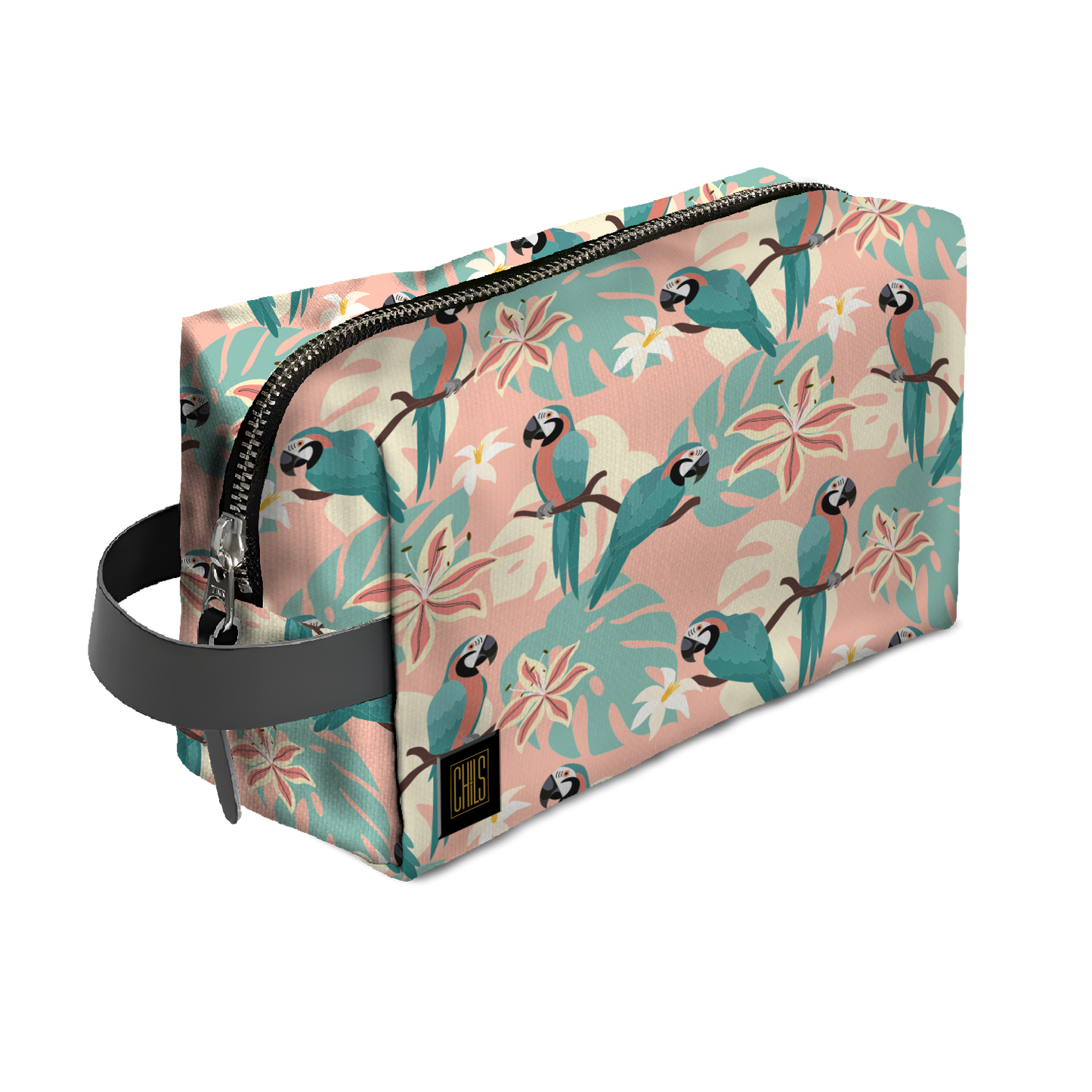 Trousse de Voyage | Collection Floral | Perroquets Pastel