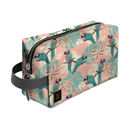 Trousse de Voyage | Collection Floral | Perroquets Pastel