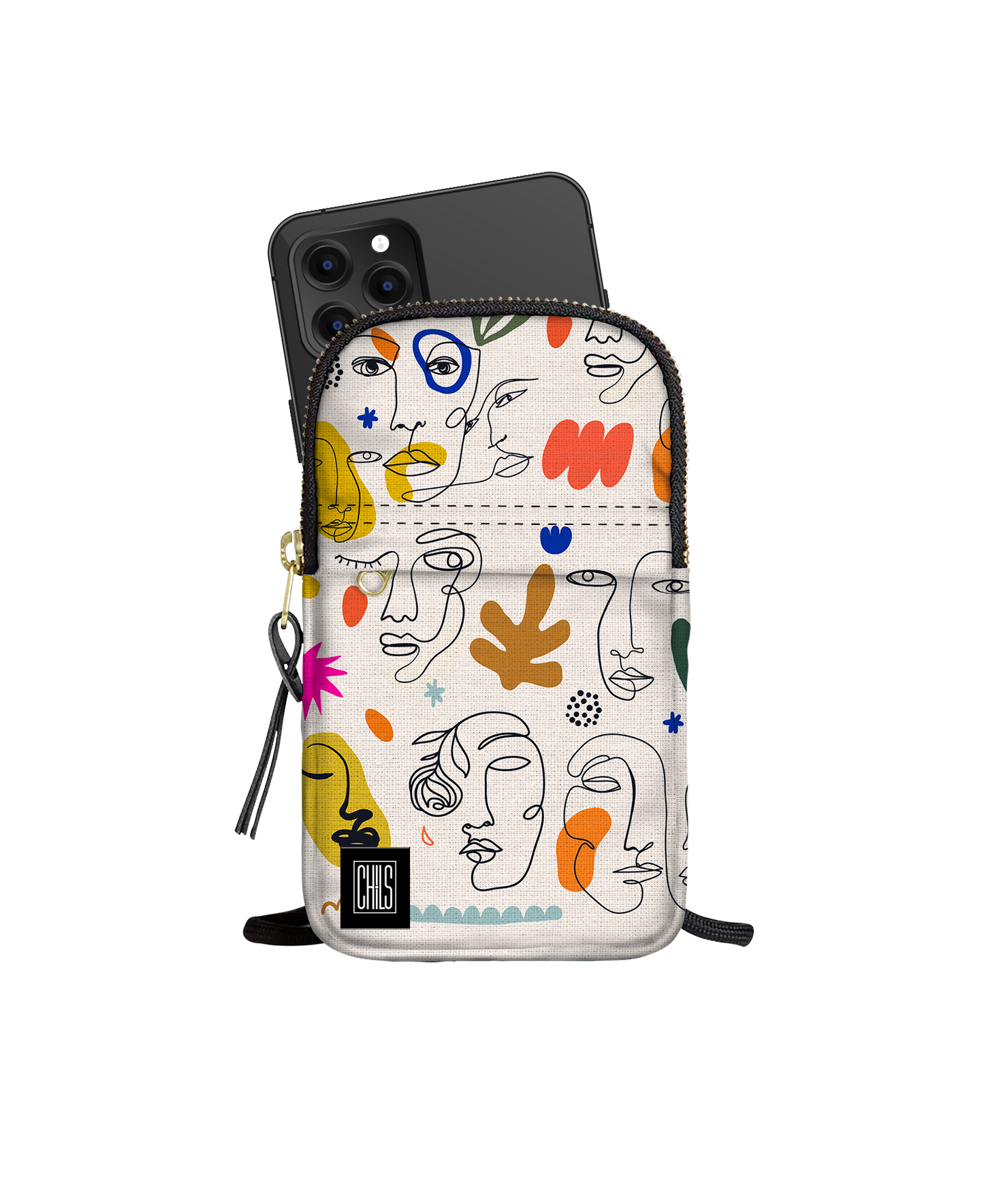 Porte-Téléphone | Collection One Line | Portraits en Couleurs – Fond Blanc Cassé