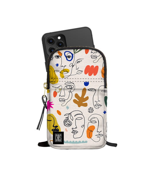 Porte-Téléphone | Collection One Line | Portraits en Couleurs – Fond Blanc Cassé