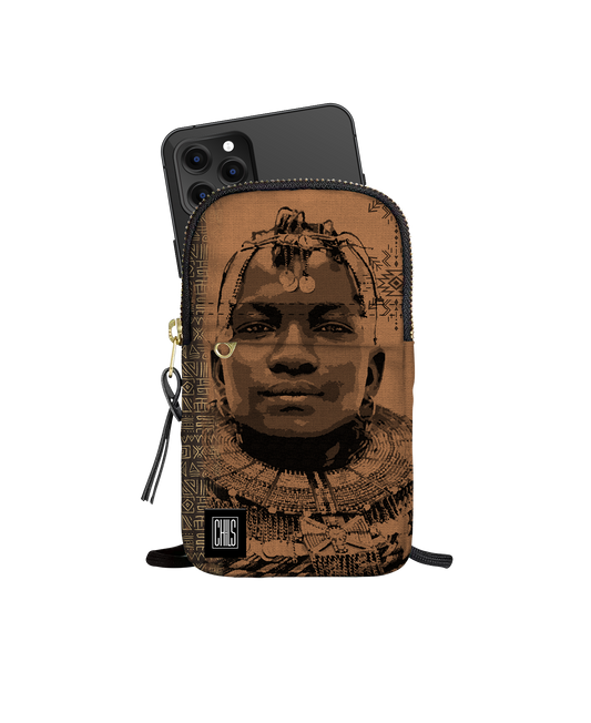 Porte Téléphone | Collection African Ethnic | Noble Guerrier – Sépia