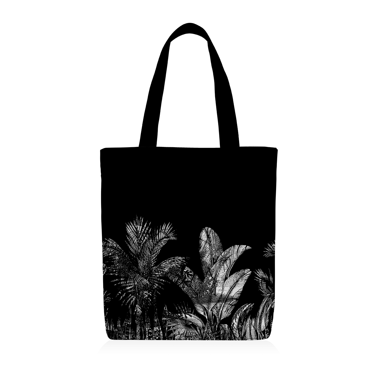 Tote Bag | Collection Tropical Ethnic | Tropiques Luxuriantes – Noir Intense
