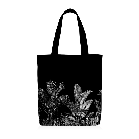 Tote Bag | Collection Tropical Ethnic | Tropiques Luxuriantes – Noir Intense