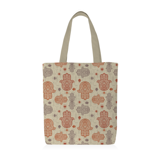 Tote Bag | Collection Berbère | Khmissa – Ombre Sacrée – Rouge & Lavande