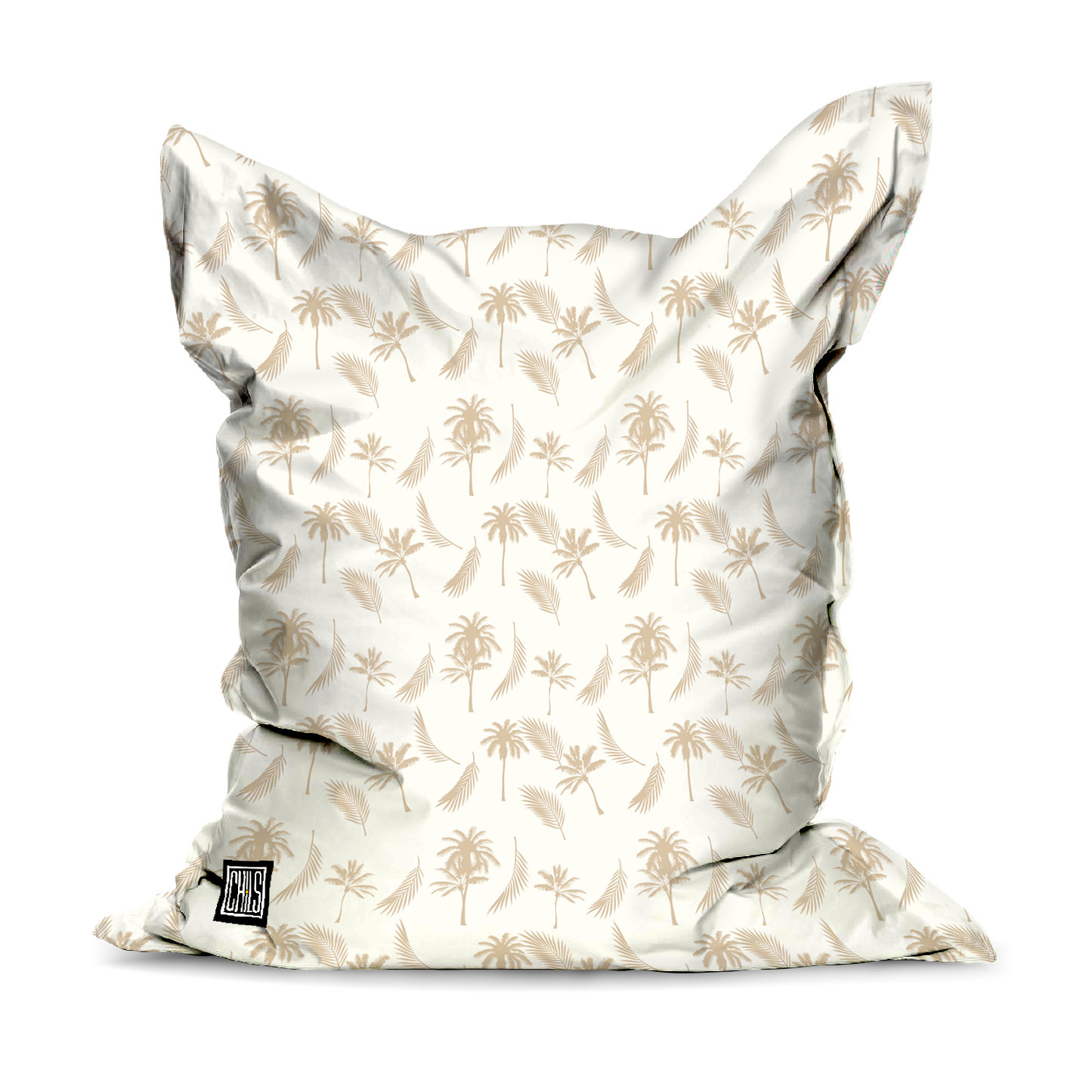 Pouf Géant | Collection Muted Tones | Feuillage & Palmiers – Blanc / Beige