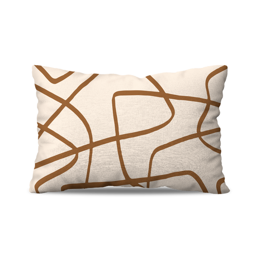 Coussin Rectangle | Collection Muted Tones | Lignes Libres Marrons