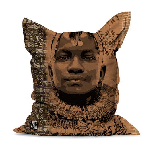 Pouf Géant | Collection African Ethnic | Noble Guerrier - Sepia
