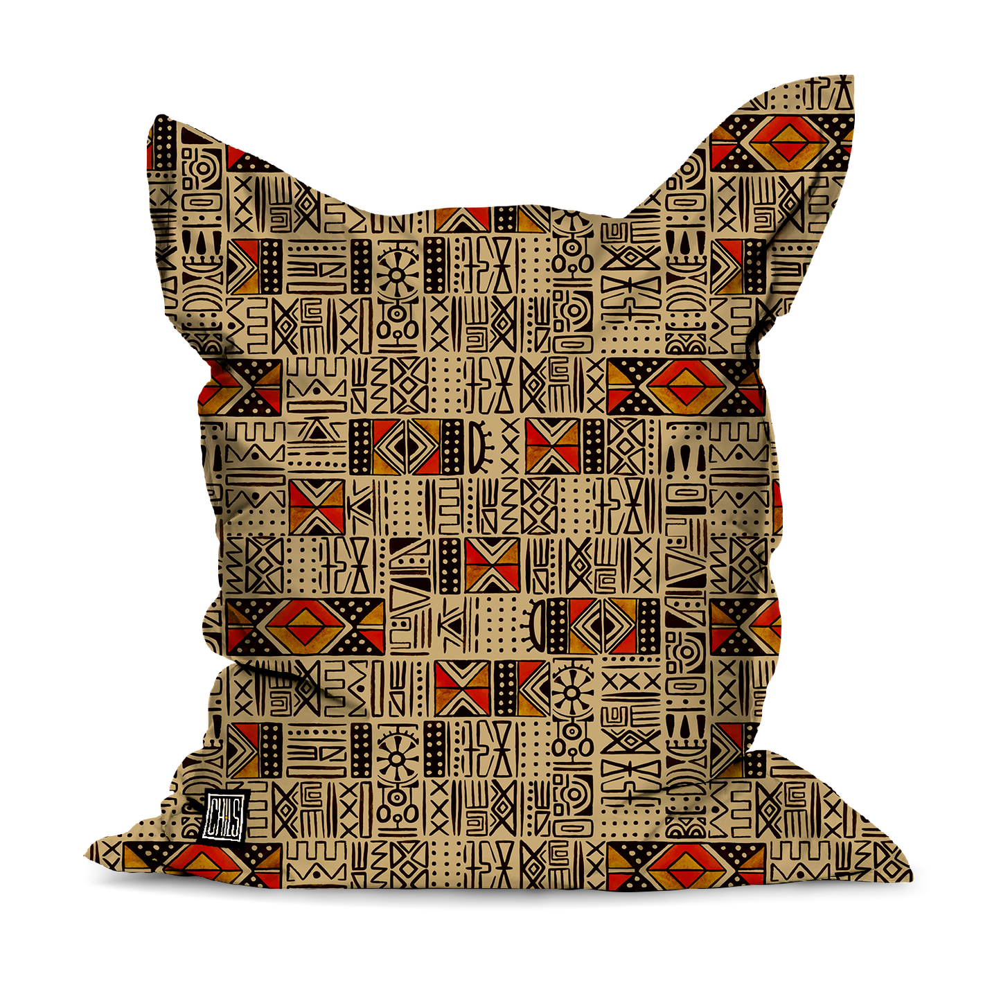 Pouf Géant | Collection African Ethnic | Mélange Tribal – Beige