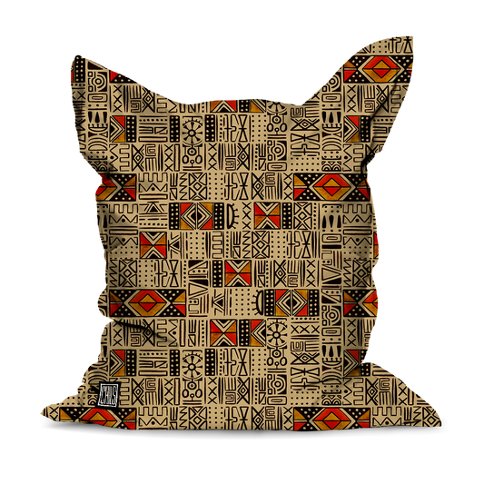 Pouf Géant | Collection African Ethnic | Mélange Tribal – Beige