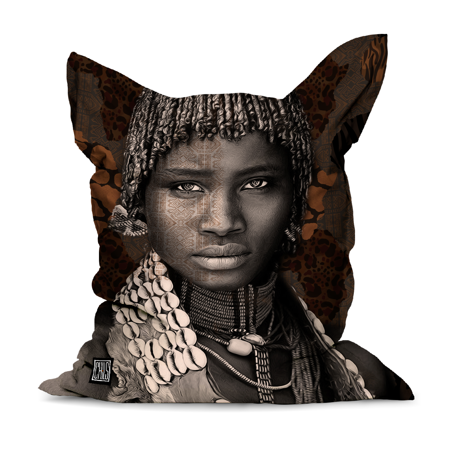 Pouf Géant | Collection African Ethnic | La Reine Peule – Profil